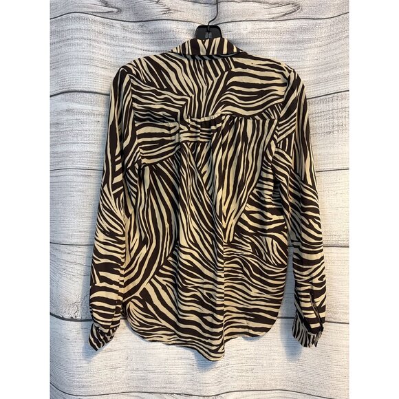 H&M Zebra Print Button-Up Blouse Size 2 - Picture 3 of 3